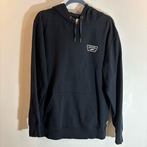 VANS Sz M Black Hooded Drawstring Kangaroo Pocket Contrasting Lettering Hoodie